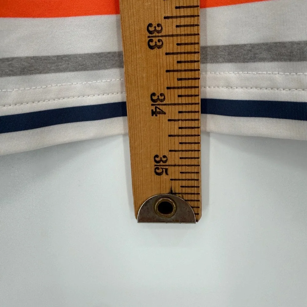 Adidas Polo Shirt Men 2XL White Orange Striped Golf Performance Short Sleeve
